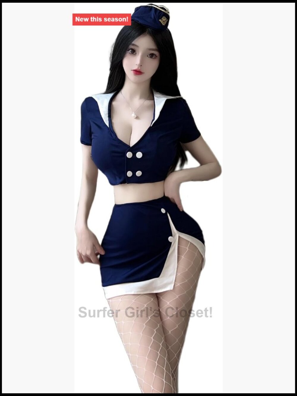 Sexy Flight Attendant Cosplay Lingerie Set for Women Halloween Costume
